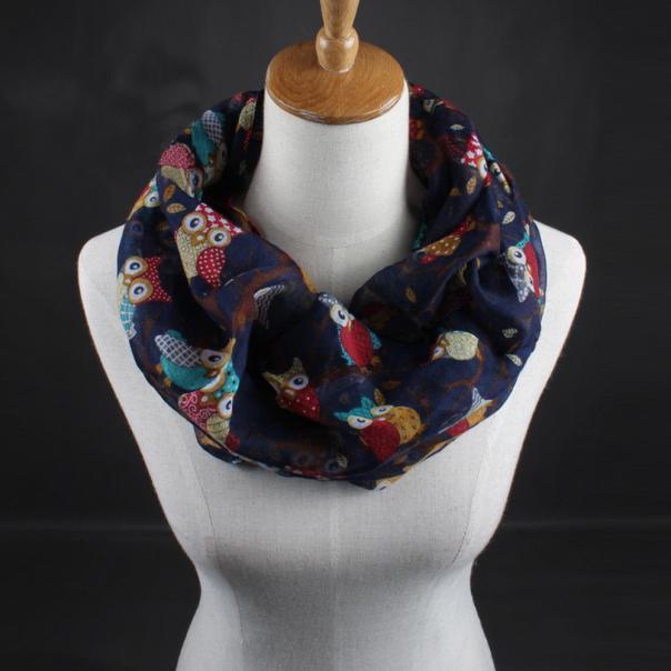 Women Ladies Owl Pattern Print Scarf Warm Wrap Shawl