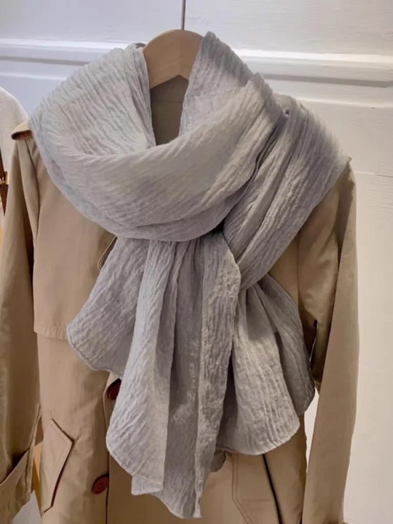Super Soft and Plain Cotton and Linen Scarf for Women In Autumn and Winter Thin and Artistic Style Retro Warm Shawl Solid Color