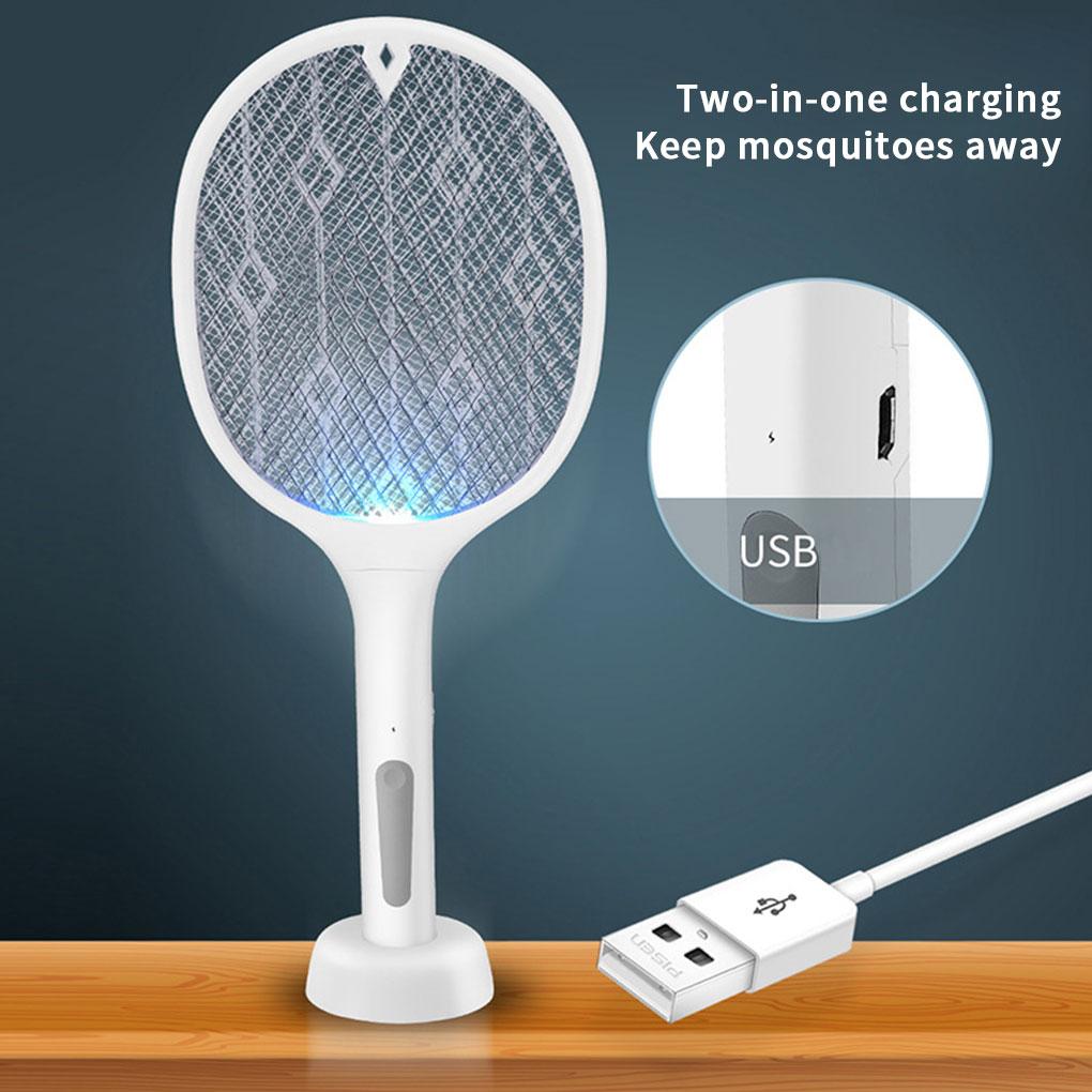 Fly Racket 5W LED Rechargeable Bug Bat Electric Portable Pest Control Device, Star Moon, Green