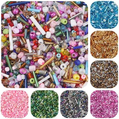 15000 pièces de Perles de Verre Mixtes, Perles Tubes Rondes pour Bijoux DIY, Perlage de Vêtements