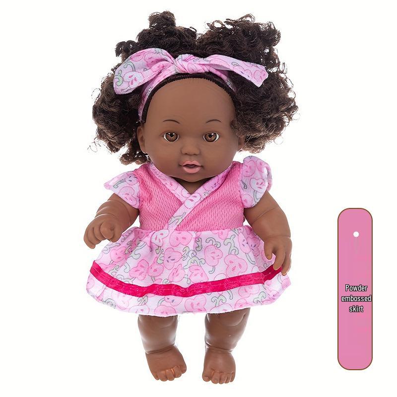 8-дюймовая афроамериканская черная кукла-младенец, плюшевая виниловая игрушка для комфорта для детей 20cm Black Doll + Outfit