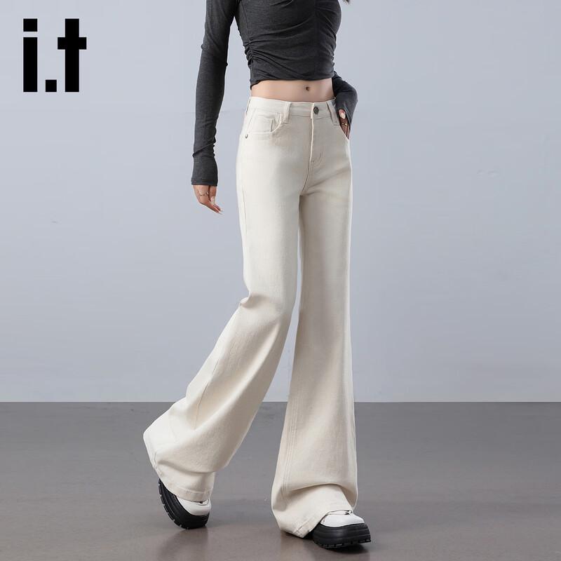 Izzue It Women's High-Waist Slim Flare White Jeans
