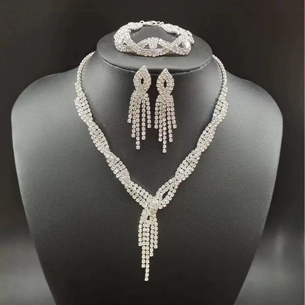 Rhinestone Tassel Wedding Bridal Accessories Rhinestone Jewelry Set  Bridal Accessories