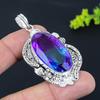 Natural Bi-Color Tourmaline Handmade 925 Sterling Silver Pendant 2.56" C2E23