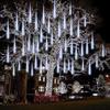 LED Meteor Shower Rain Lights Waterproof Falling Raindrop Fairy String Light Christmas Decoration 2025 Outdoor Holiday Party
