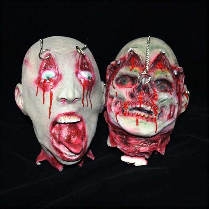 Cabeza de Muerto Colgante con Cadena Accesorios de Cabeza de Halloween Parte del Cuerpo de Muerto Sangrienta Aterradora Accesorios de Cabeza Cortada Colgantes
