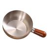 Multi Purpose Stainless Steel Cooking Bowl with Flat Bottom Design And Ergonomic Wooden Handle For Efficient Heating