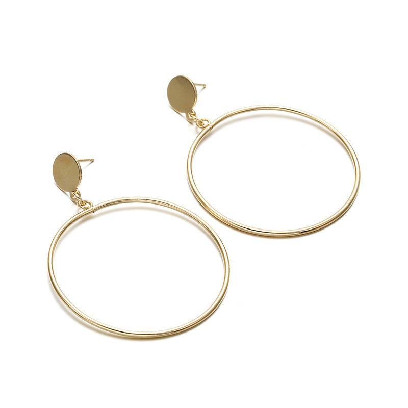 European and American Simple and Versatile Plain Ring Earrings, Sequins Exaggerated Large Circle Earrings, Personality and Temperament, Versatile 
