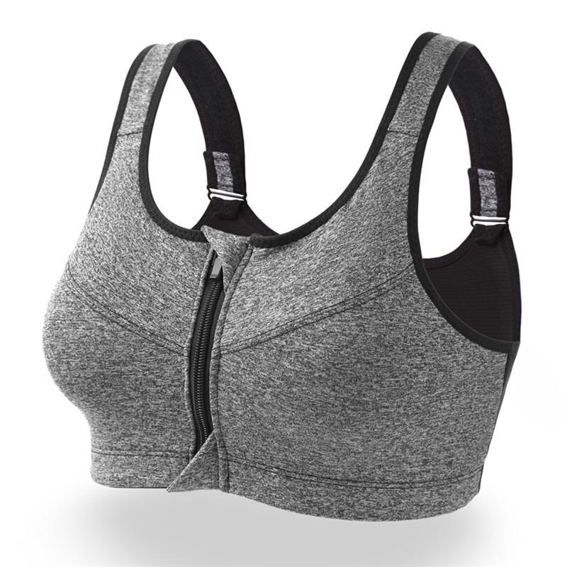 Wireless High Impact Front Zip Sports Bra For Women Workout