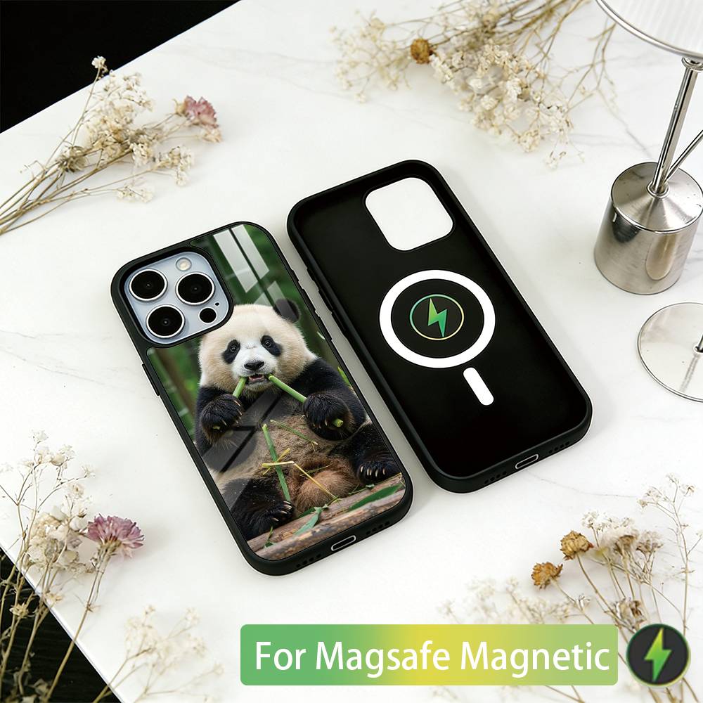 Animal Panda Phone Case For iPhone17,16,15,14,13,12,11 Plus,Pro Magnetic For Magsafe Wireless Charging