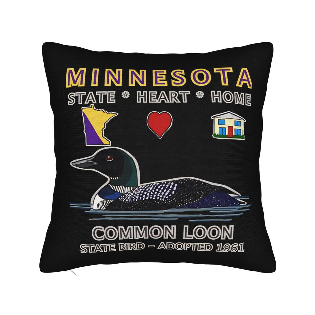 Minnesota Common Loon State, Heart, Home State Heated Rivalry Pillowcase Cushion Cover Throw Pillow Case Cover Seater 40X40Cm