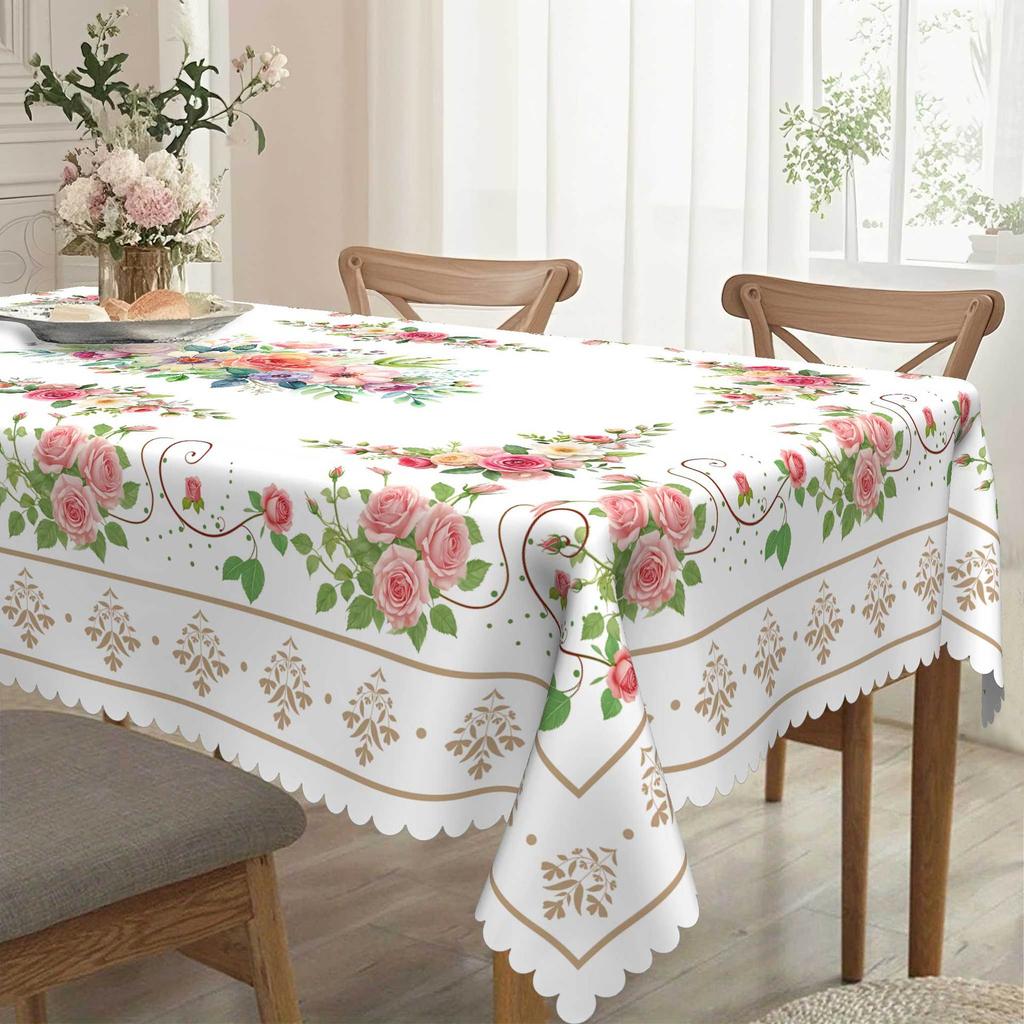 Spring/Summer Pastoral, Square/Round Table Cloths, Floral Patterns, Table Decorative Cloths Rose Vines
