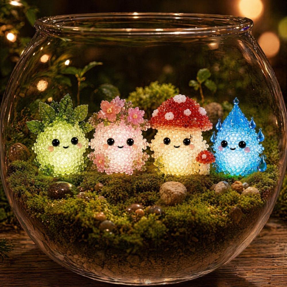 Tiny Glowing Fantasy Spirits DIY Bead Kit Handmade 3D Bead Pet Keychain Making Kit  For Beginners