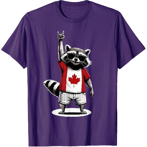 Raccoon Canadian Flag Rocks Funny Canada T-Shirt