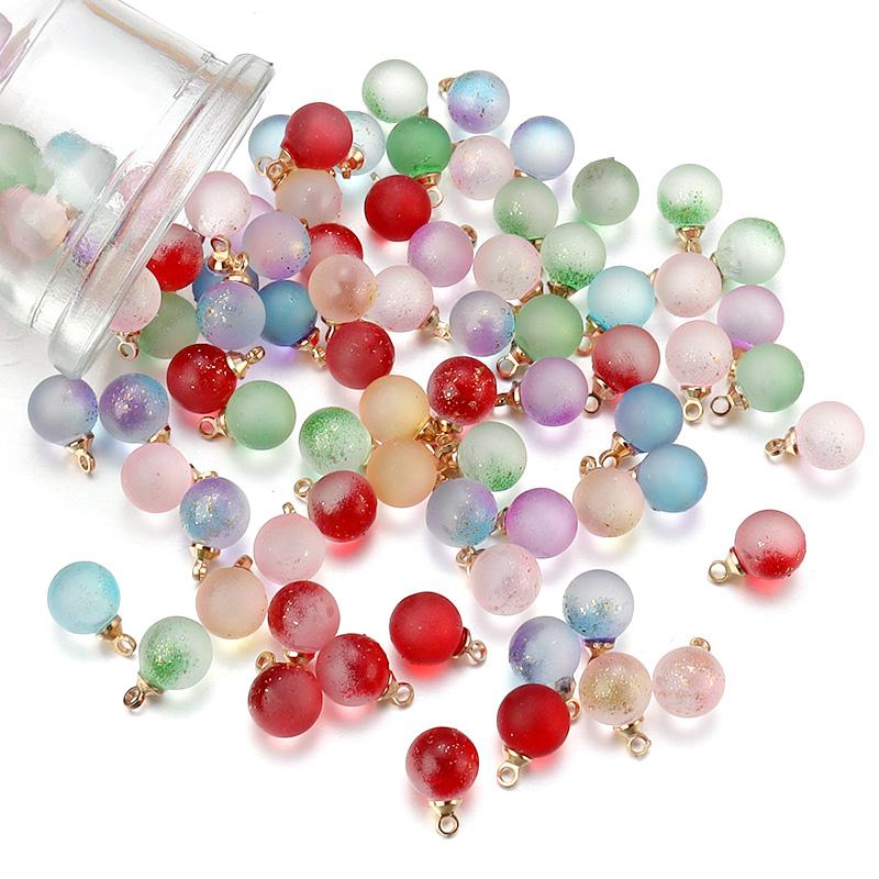 30Pcs Gradient Color Lampwork Beads Charms 8mm Round Glass Beads Pendant for DIY Necklace Earrings Jewelry Making Accessories