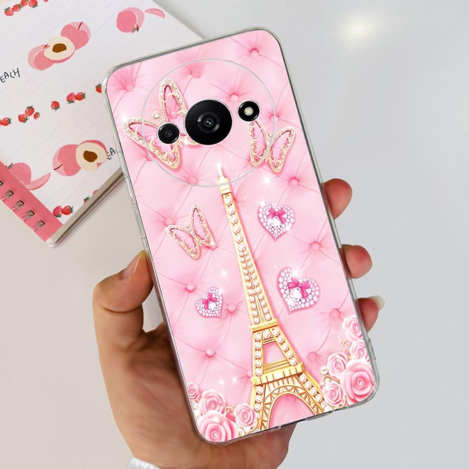 For Xiaomi Redmi A3 Case 2024 Popular Flower Soft Silicone Clear TPU Phone Cover For Xiomi Redmi A3 A 3 Bumper on RedmiA3 Fundas