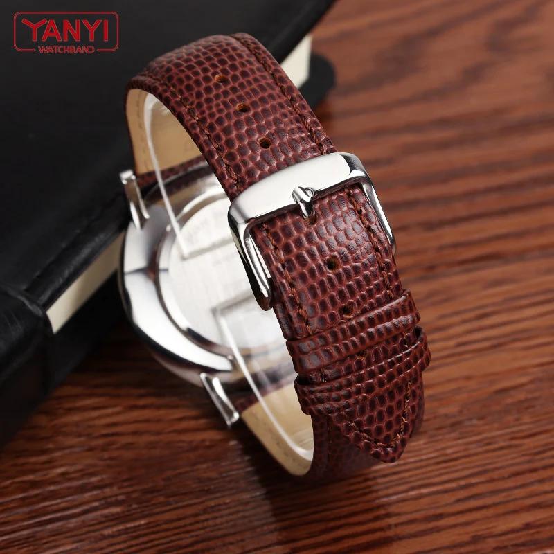Remienok na hodinky z pravej kože s jaštericovým vzorom 15 mm, 20 mm, 21 mm, pre Movado Seagull, jednoduchý a štýlový remienok na náramkové hodinky.