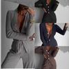 Women's V-Neck Button Front Cardigan and Pants Lounge Set In 4 Colors