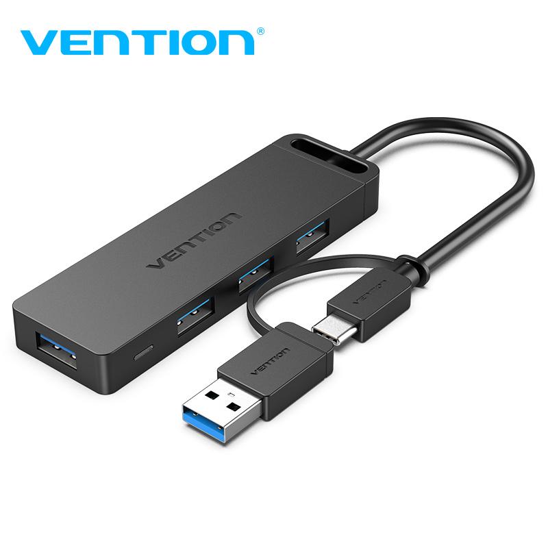 Vention USB3.0 и USB-C 2-в-1 Интерфейс к 4 портам USB 3.0 ХАБ Высокоскоростной 5 Гбит/с Micro-USB - CHTBB