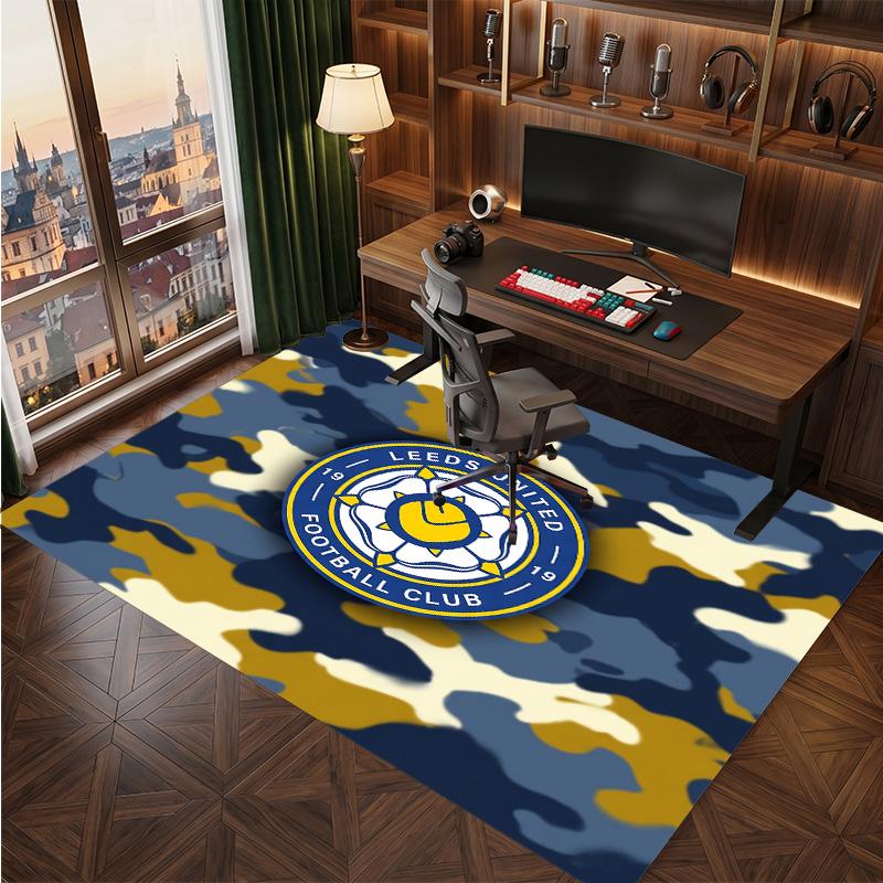 Tappeto in Velluto di Cristallo con Stampa del Leeds United Football, Comodo Assorbente d'Acqua Antiscivolo Tappeto per Pavimenti Interni