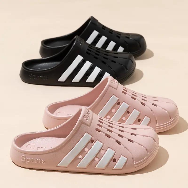 Matching Couple Hole-Pattern Sandals - Waterproof & Breathable Slip-On Slides for Summer, Lightweight Unisex Outdoor Beach Footwear with Flat Sole