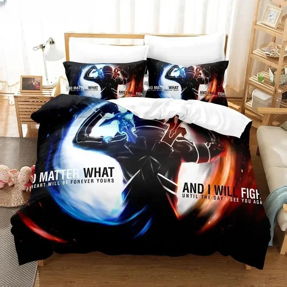 Top 3D  Sword Art Online Bedding Sets Home Textile Pillow Case 3D Bed Linen Duvet Covers Kids Gift Bed Set Home Textiles