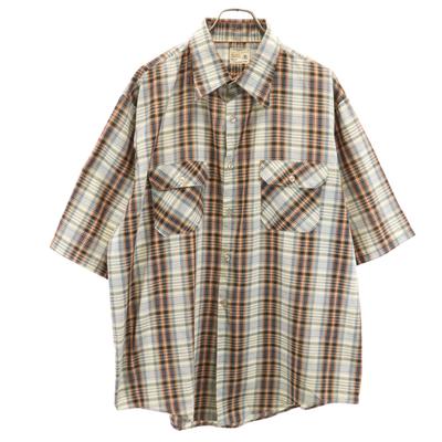 BIG MAC 70s Vintage Check Pattern Short Sleeve Shirt XL Gray JCPenney Men's Used