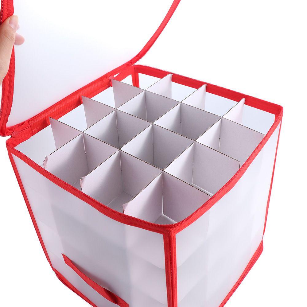64-Fächer Christbaumkugeln Aufbewahrungsbox Durchscheinend Faltbar Weihnachtsbaumkugeln Aufbewahrungsbehälter Doppelter Reißverschluss mit Deckel Weihnachtsornament Aufbewahrungsbox