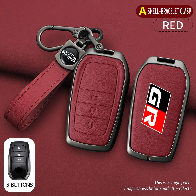 

Alloy Car Key Case Cover Protector Keychain Styling For Toyota GR Sport C-HR Gazoo RAV4 Racing Mirai Avensis Land Cruiser Prado
