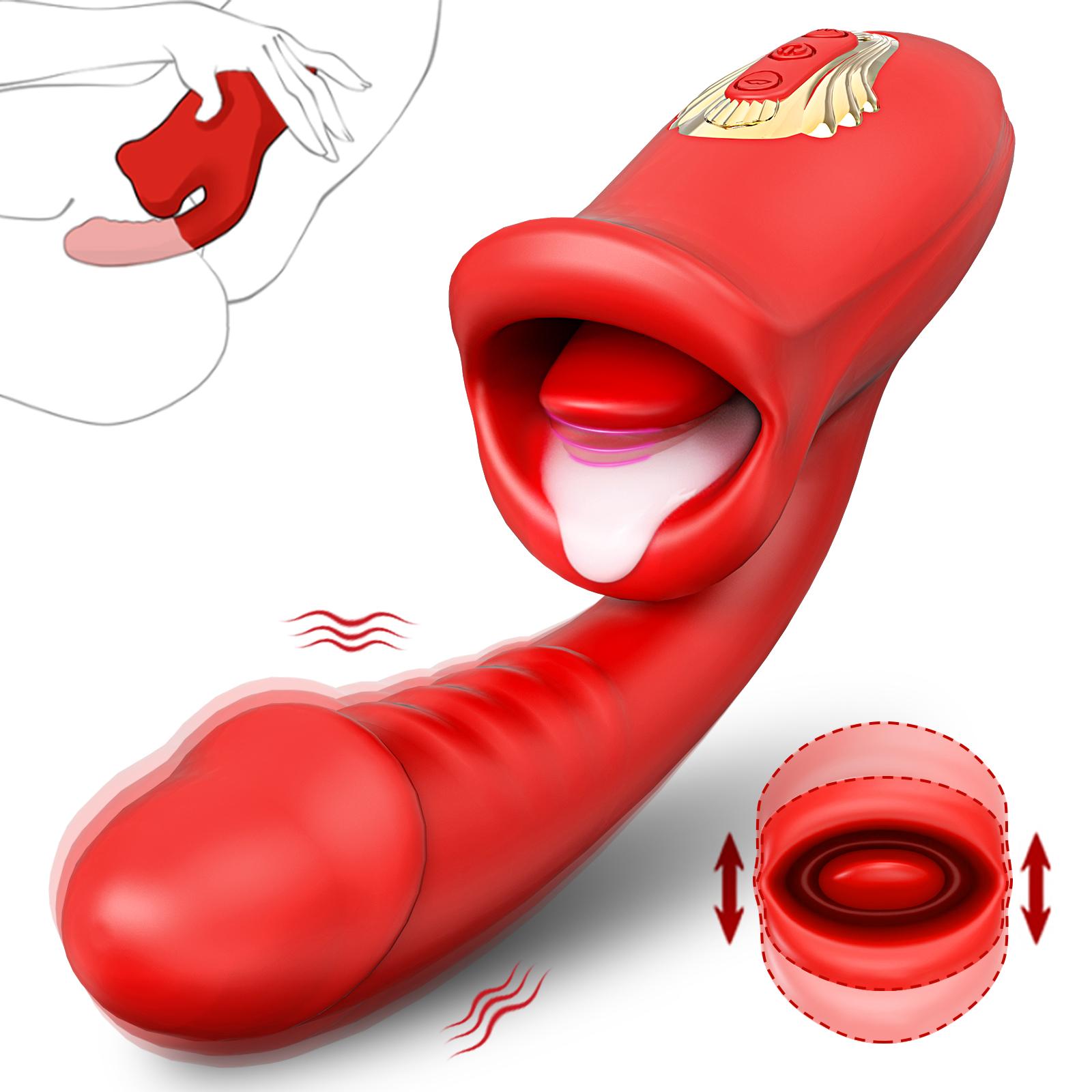 Vibromasseur point G 2 en 1 avec léchage de langue pour femmes, puissant stimulateur de Clitoris, jouet sexuel médical Oral en Silicone, nouveauté 2023 A