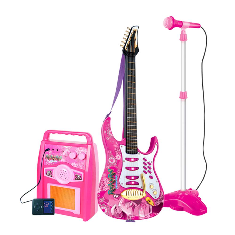 

Караоке-микрофон Гитарный музыкальный набор Многофункциональные наборы музыкальных инструментов Регулируемая громкость розовый