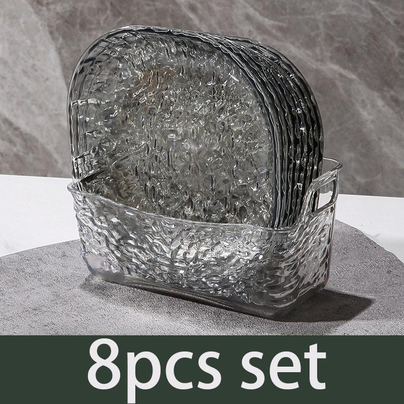 8Pc Luxurious Creative Iceberg Pattern Fruit Tray Hotel Style Bone Spitting Dish Dining Table Popular Small Transparent Tray Set