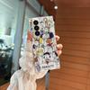 Cartoon Cute Snoopy Charlie friend seat Folding Magsafe Wireless Charge Case For Samsung ZFold 3 4 5 6 ZFold7 Magnetic Holder