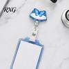 Retractable ID Card Reel Cute Glitter Badge Reels, Acrylic Holder with Clip, for Office Nurse Teacher Name Keychain Hook