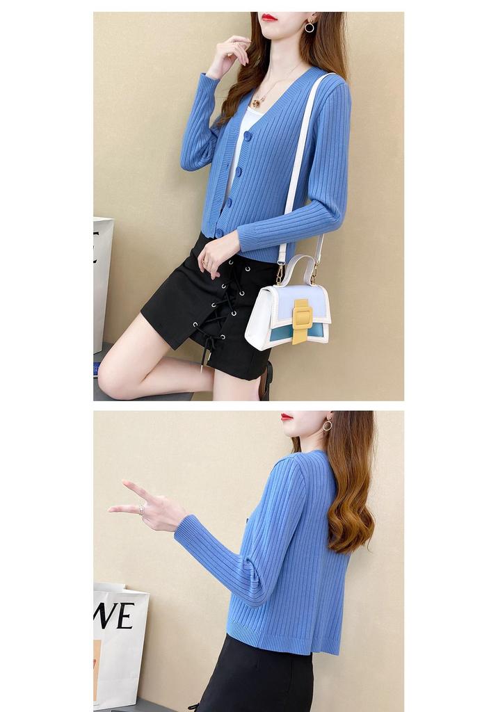 Petite V-Neck Knit Cardigan for Women - Early Autumn/Spring 2025 Style