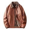 Men's new top thickened fleece leather jacket autumn and winter men's leather jacket leather light business casual square collar fashion hundred