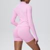 Women's European & American Sports Casual Three-Piece Set: Knitted Long Sleeve Zipper Jacket, Sports Vest, & Shorts Fitness Wear.