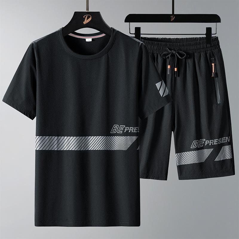 

Men T-Shirt Suit Shorts Tshirt Set Oversize 6XL 7XL 8XL Plus Size Short Sleeve Black T-shirts Summer Fashion Loose Dropshipping S