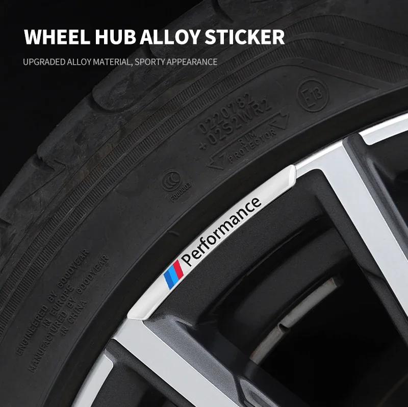 ·4Pcs Aluminium Car Wheel Hub Styling Stickers Decoration Strip For BMW M Power Performance F10 F31 E36 E39 E87 E90 X3 X5