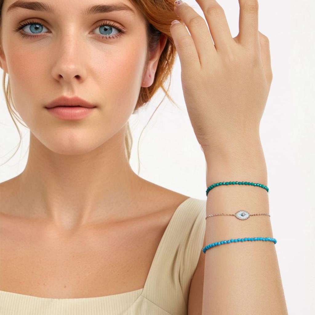 Silver Bracelet with Blue Crystals, Silver 925