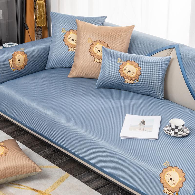 Cool Pad Summer Ice Silk Sofa Cushion Non-Slip Breathable Cover Cloth Mat Modern Simple Design for Weather