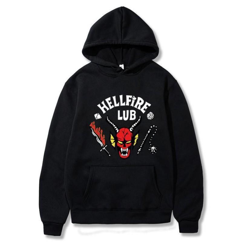 Mens Hooded Sweatshirt Loose Fit Trendy Print Casual Sportswear