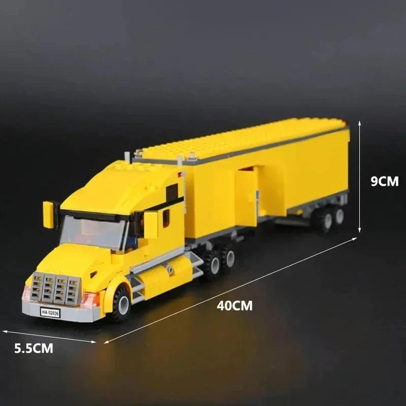 Technical Yellow Freight Transport Truck 60440 Building Block Minifigure Set Vehicle Model Children's Toy Kids Gift
