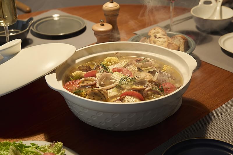 TAMAKI Common Earthenware Size Hard Direct-Fire Pot, 6.5, White, 23x20x11.2cm (H), Porcelain, T-974810