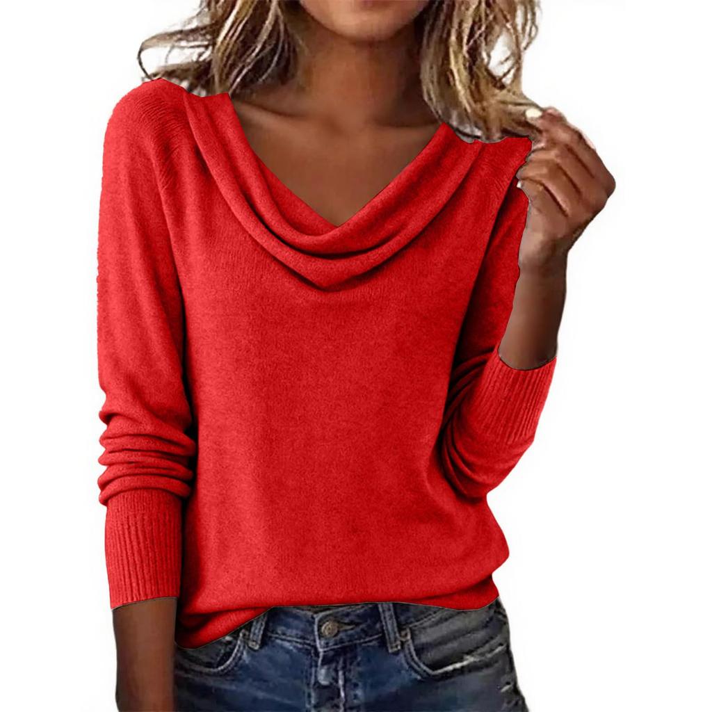2025 Autumn/Winter European and American Versatile Solid Color High Neck Loose Sweater