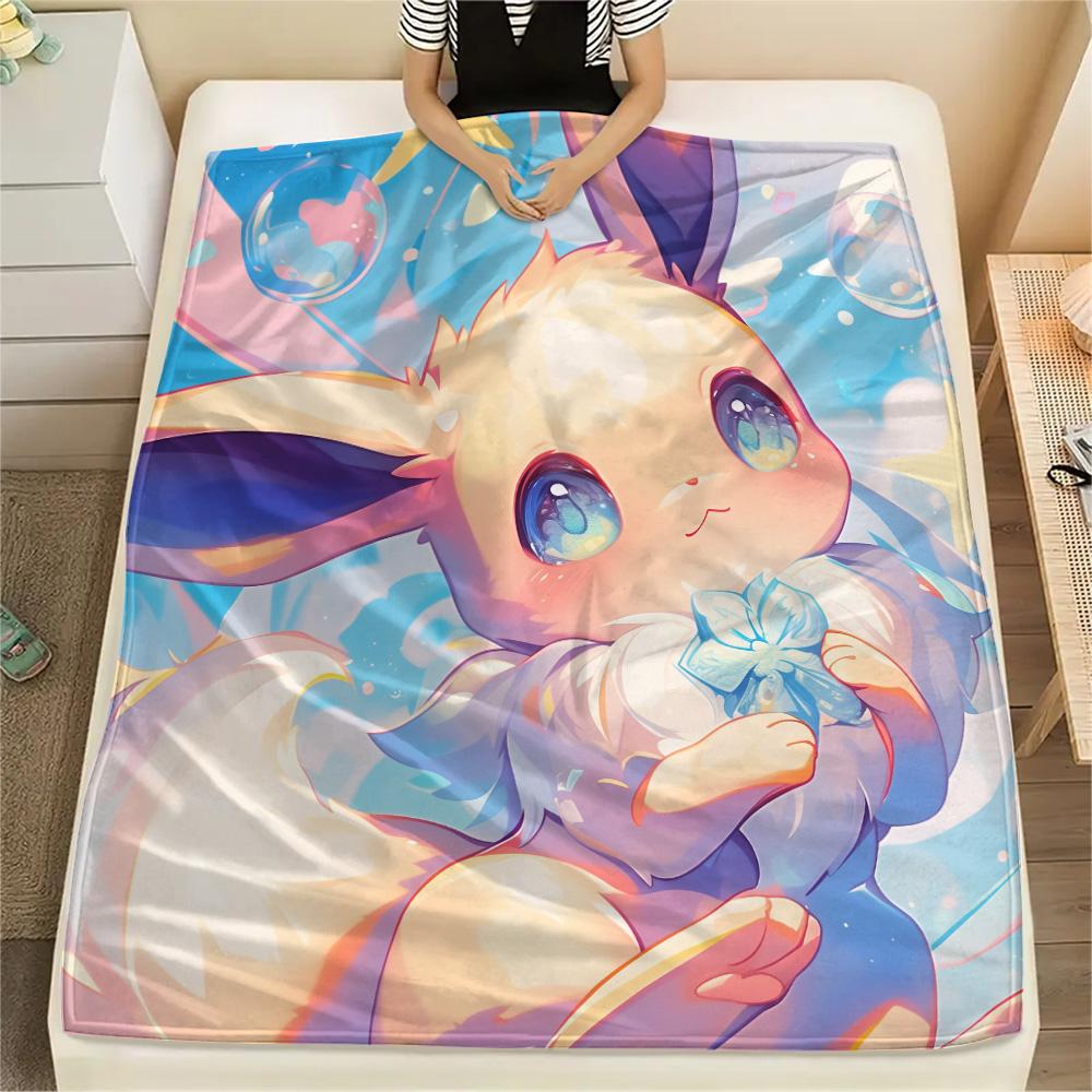 Eevee (Pokémoni)  Tištěná flanelová deka, Vysoká kvalita, Pohodlná pro všechna roční období, Domácí dekorace, Teplo a pohodlí