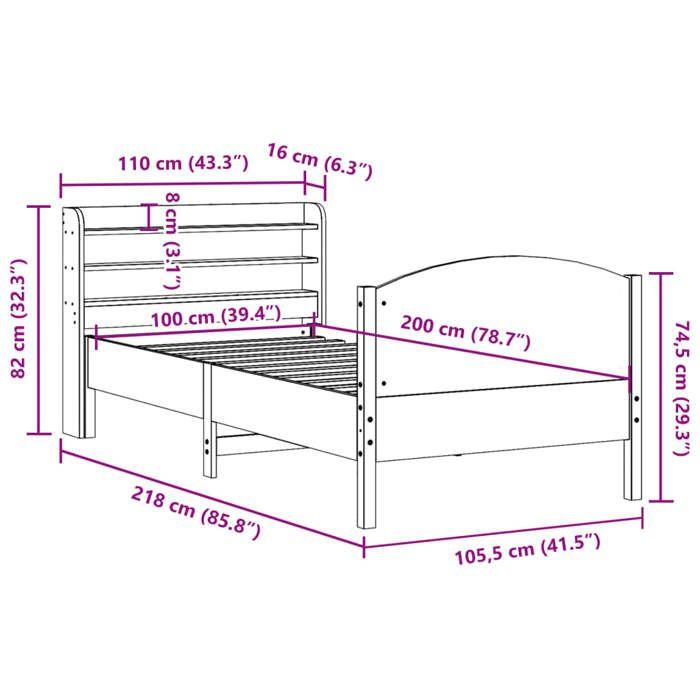 VidaXL Cadre de lit sans matelas blanc 100x200 cm bois de pin massif 3306982