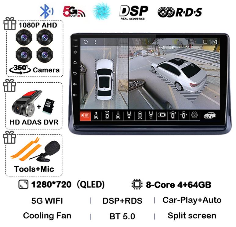 Android14 2din Auto For Toyota Noah Esquire Voxy 2014 2015 2016 -2020 Car Radio Multimedia Player GPS Navigation Support Carplay