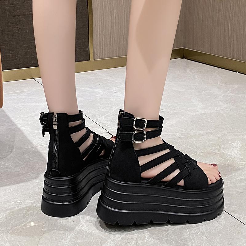 Fashion Summer Sandals 8CM Wedge Heels Sneakers New  Women Beach Flip Flop High Platform Casual Sandals Breathable Walking Slippers