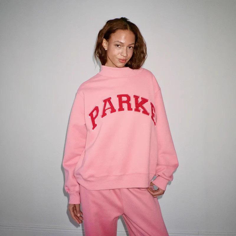Embroidered Women's Half-High Collar Loose Pullover Sweatshirt, Long-Sleeved Winter Top